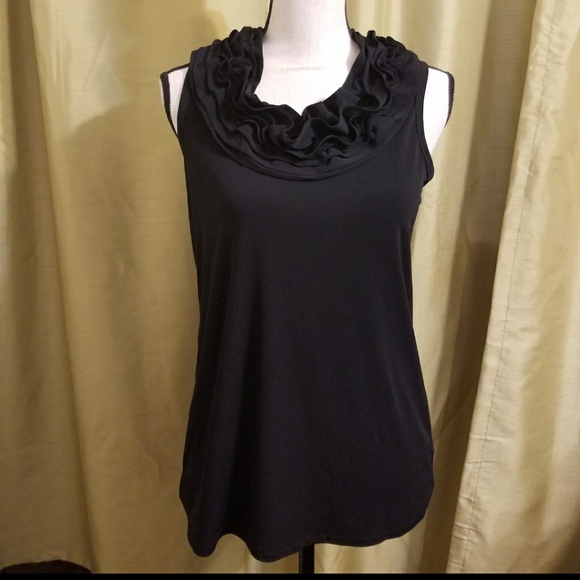 BLACK RUFFLED TOP  BLOUSE - Picture 4 of 6