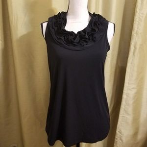 BLACK RUFFLED TOP  BLOUSE