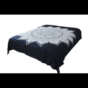 Queen Hippie White Lotus Mandala Tapestry Bohemian