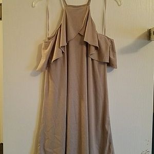 Gold sparkle off the shoulder mini dress