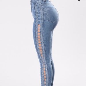 Fashion Nova Lace Up Jeans