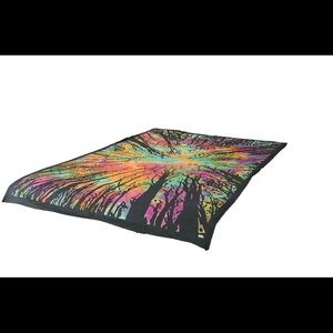 Twin Tie-Dye Psychedelic Forest Mandala Tapestry