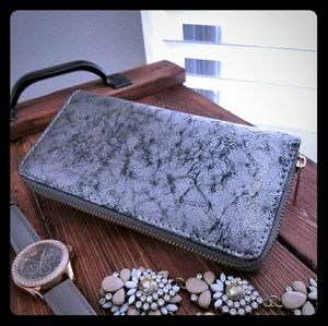 Grey metallic Zip up wallet