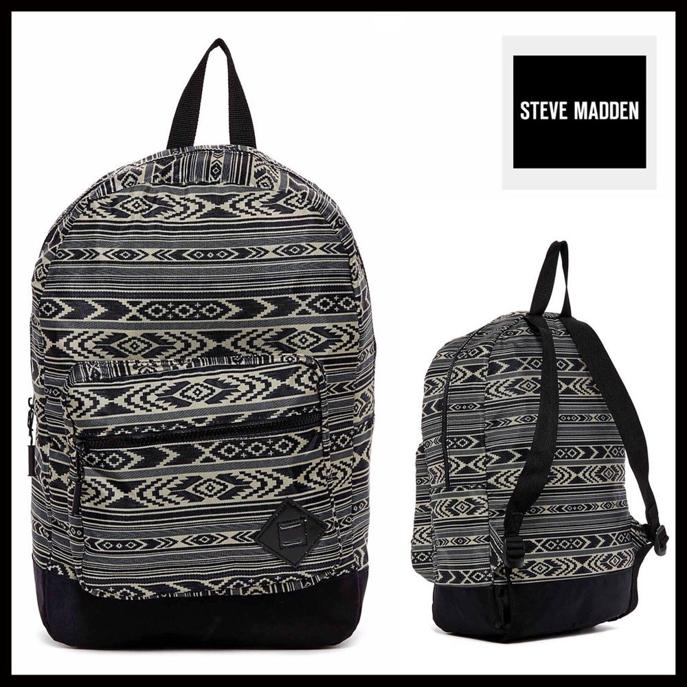 ❌SOLD❌STEVE MADDEN STYLISH BLACK PRINT BACKPACK - Picture 6 of 6