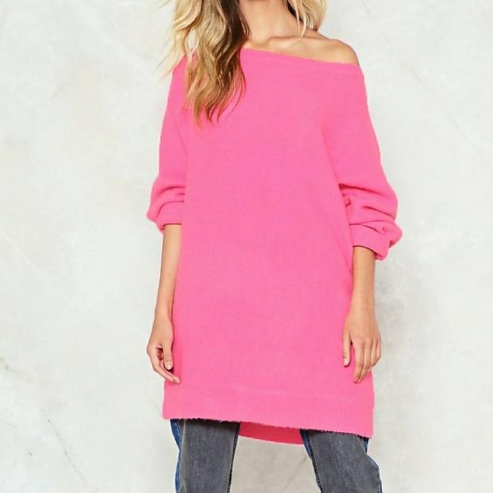 SALE! NWT NASTY GAL OFF SHOULDER SWEATER DRESS - Picture 2 of 6