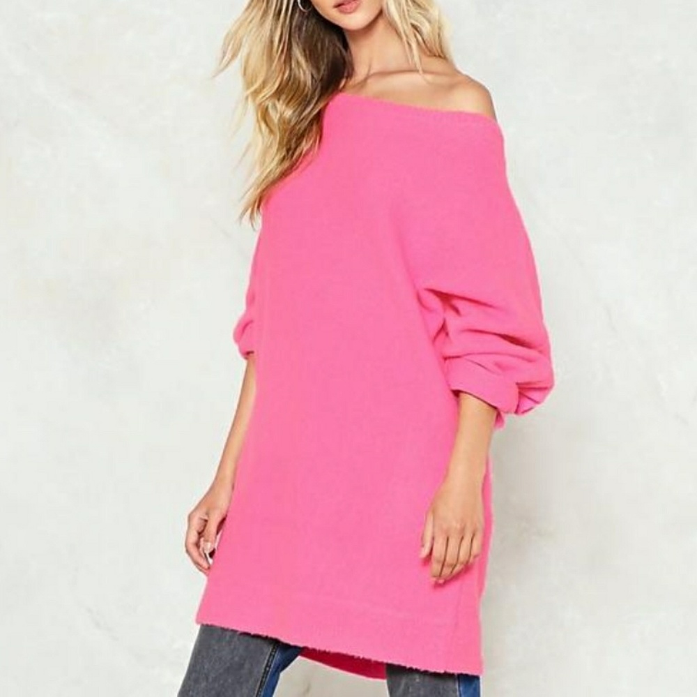 SALE! NWT NASTY GAL OFF SHOULDER SWEATER DRESS - Picture 3 of 6