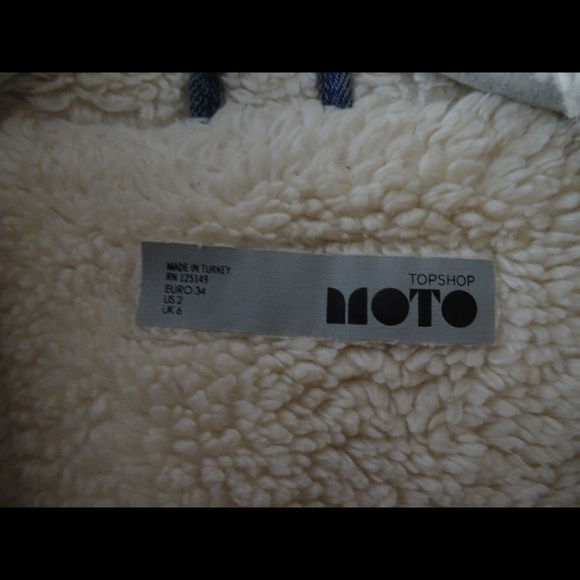 Topshop MOTO Borg Denim Jacket - Picture 3 of 5