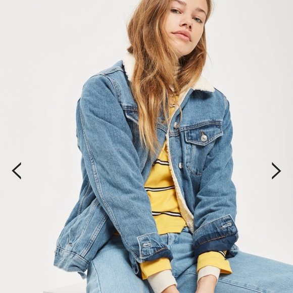 Topshop MOTO Borg Denim Jacket - Picture 2 of 5