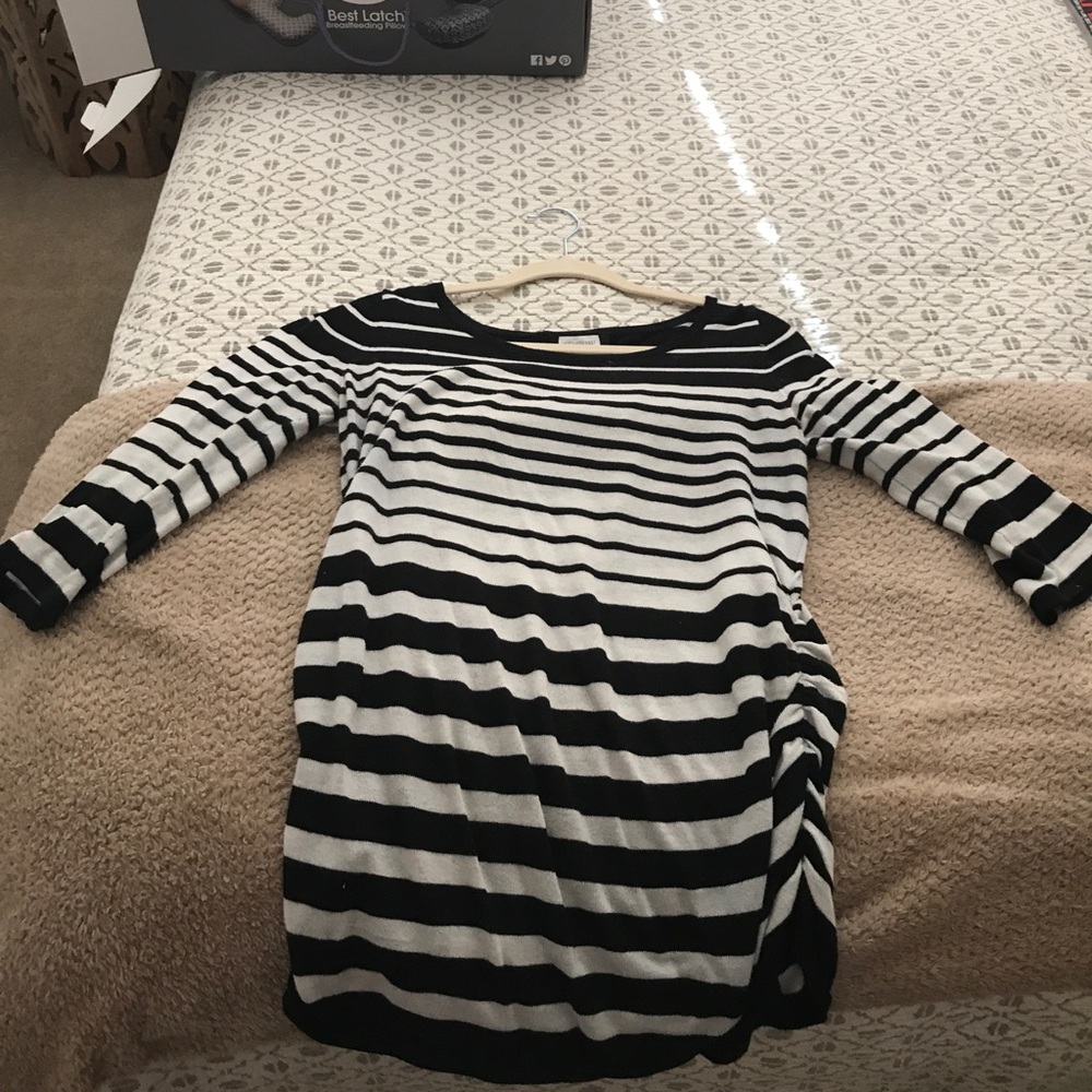 Motherhood maternity black and white striped shirt