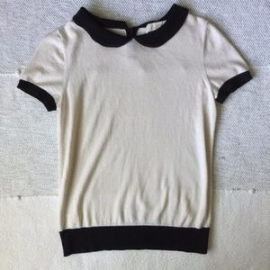 LOFT Short Sleeve Peter Pan Collar Knit Top