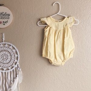 LIGHT YELLOW CAP SLEEVE EMBROIDERED ROMPER