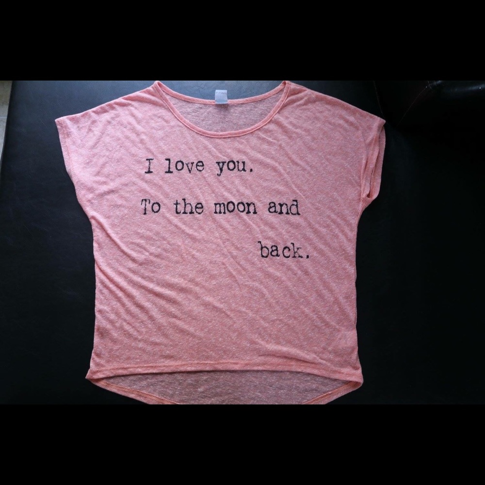 Simple pastel pink shirt with writing