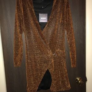 Missguided Metallic Wrap Dress