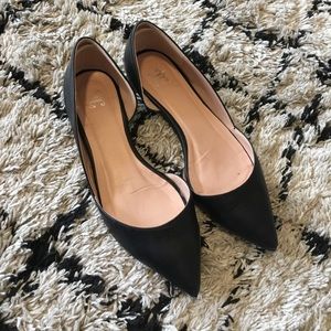 Black Leather Pointed Toe Flats (size 10)