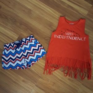 GIRLS SIZE 5 SHIRT AND SHORTS 4TH OF JULY OUTFIT