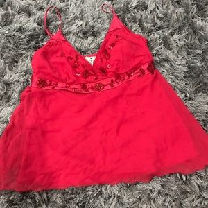 Forever 21 Red Embellished Spaghetti Strap Sz L
