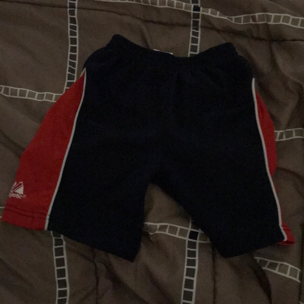 Boys majestic basketball shorts blue red and white
