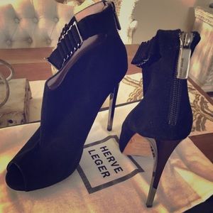 Herve Leger suede booties