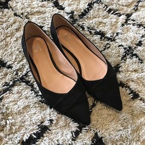 Black Suede Pointed Toe Flats (size 10)