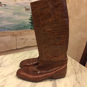 Lovely Bally boots in cognac alligator print