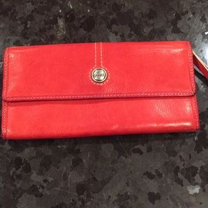 Fossil red/red orange leather wallet