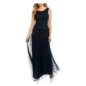 Pissaro Nights Paisley Sequin Drop Waist Gown