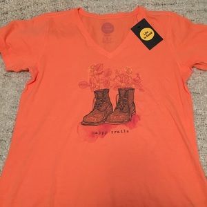 NWT LIFE IS GOOD Happy Trails V Neck T Shirt