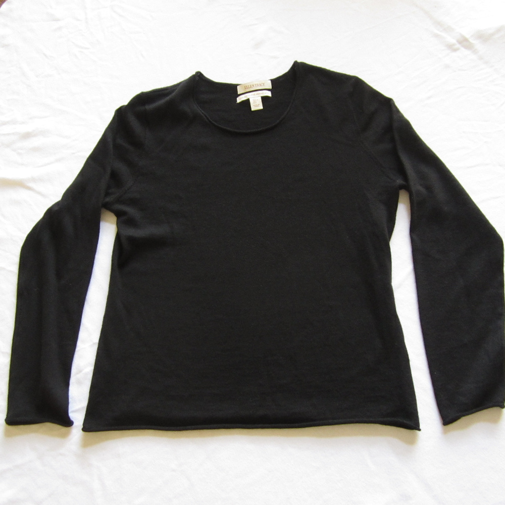 Women's Black Ellen Tracy Merino Wool Sweater L