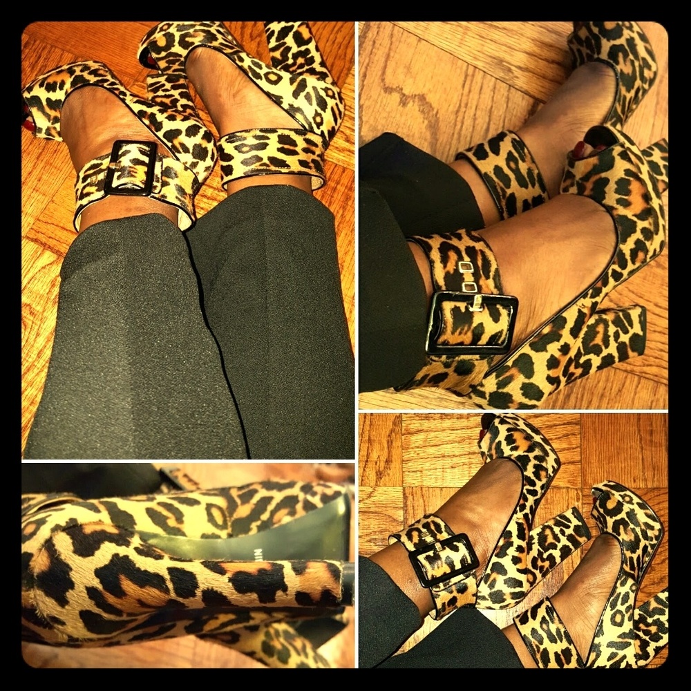 🎈SALE🎉 NineWest Calf Hair Leopard & Patent Heels