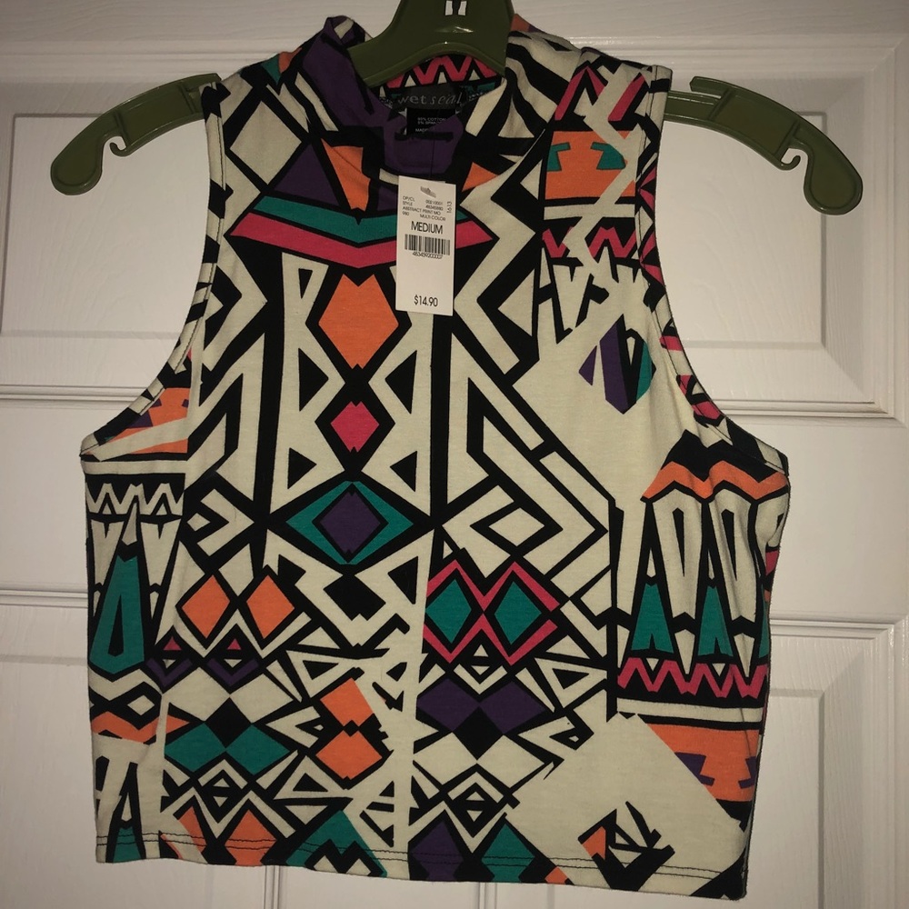 Wet seal Aztec high neck crop top 💛💜💚💙