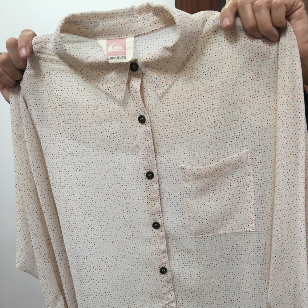 Women's quicksilver sheer button down blouse