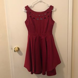 Flirting with Danger Burgundy Cut Out Dress