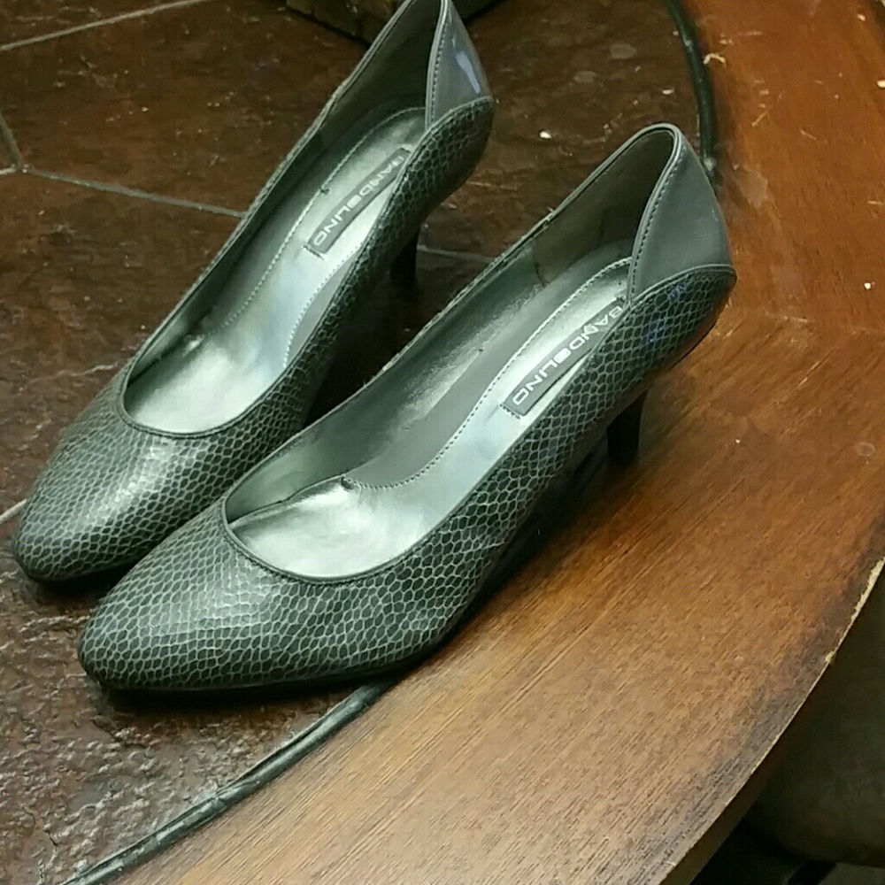 Grey snake skin heels