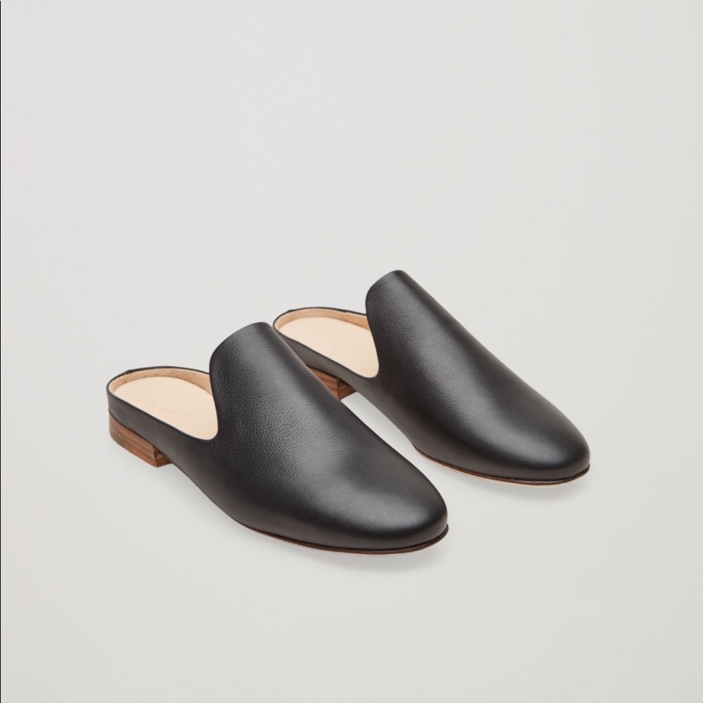 COS Black Leather Mules Loafers *NEW*