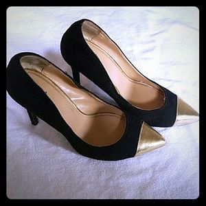 Beautiful Black Stilettos with Gold Tips