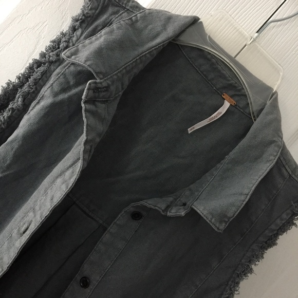 Womens Free People grey denim vest - Picture 6 of 6