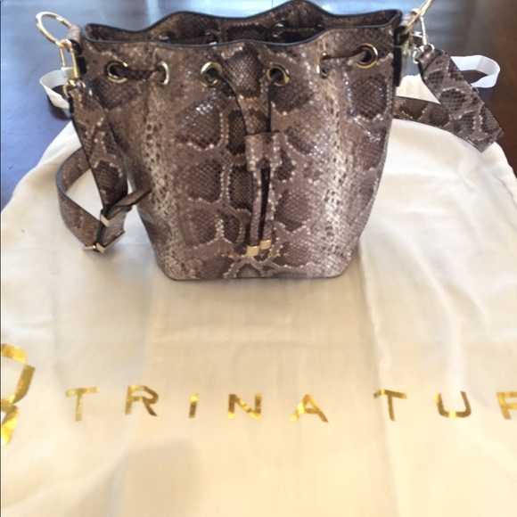Trina Turk Bags Trina Turk Silver Python Bucket Crossbody Bag