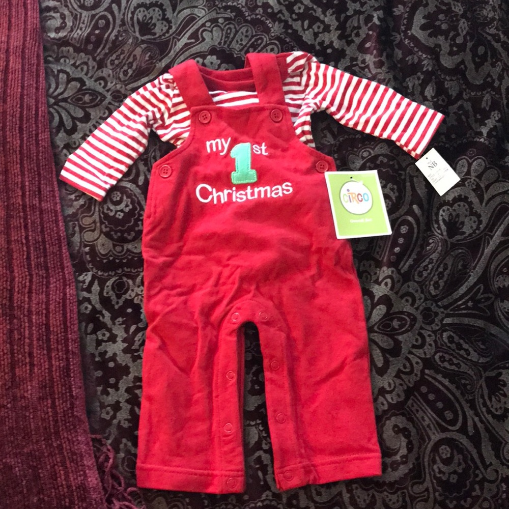 1st Christmas Newborn Overall Set