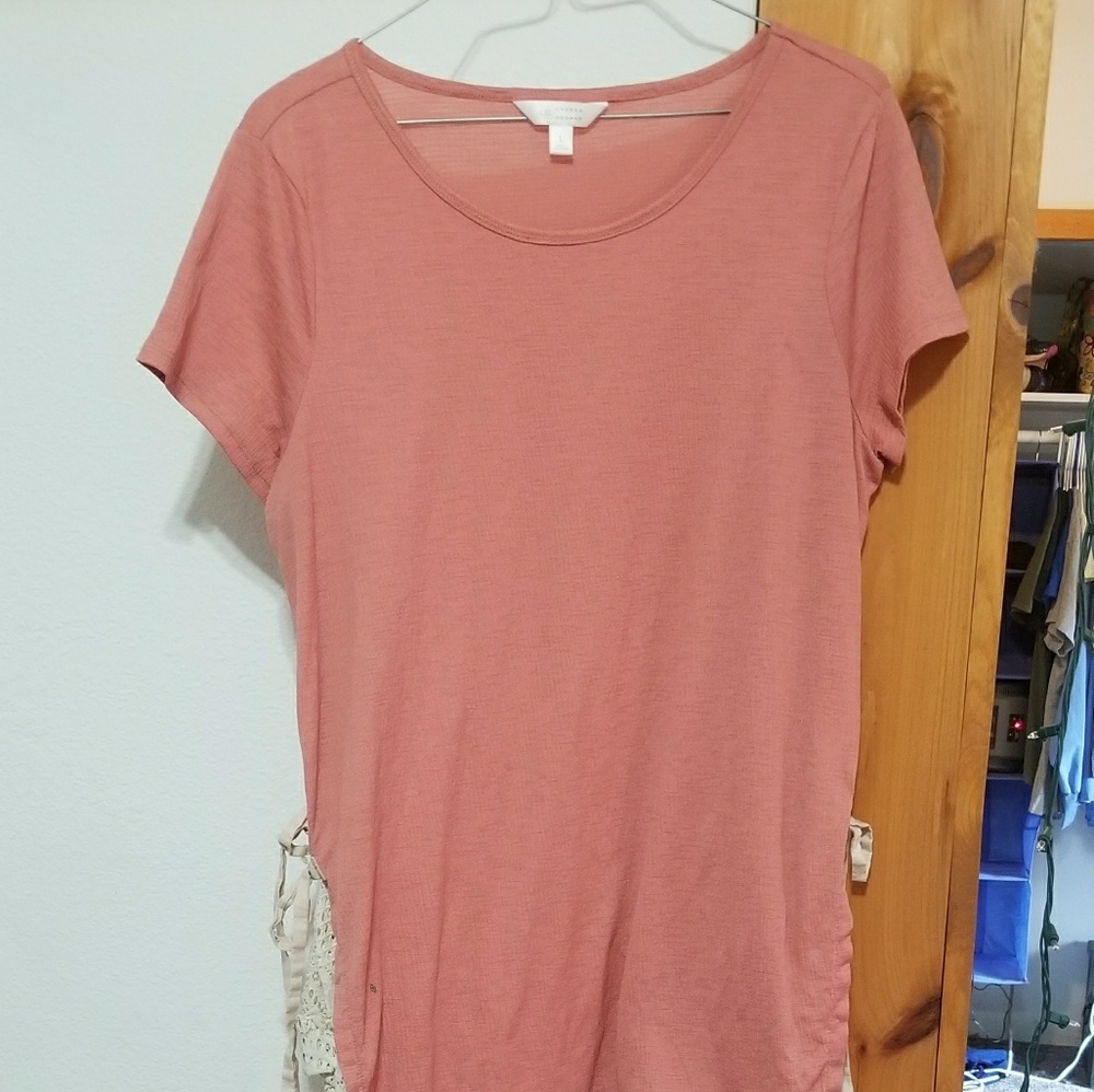 PINK TEE WITH LACE CUTOUTS *CLOSET CLEAN OUT*
