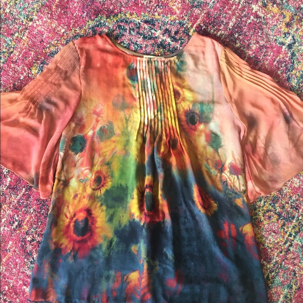 Beautiful Anthro watercolor floral blouse