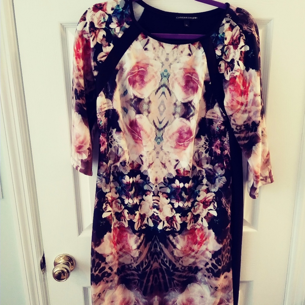 Floral Midi Cocktail Career Shirt Dress Size L - Picture 3 of 4