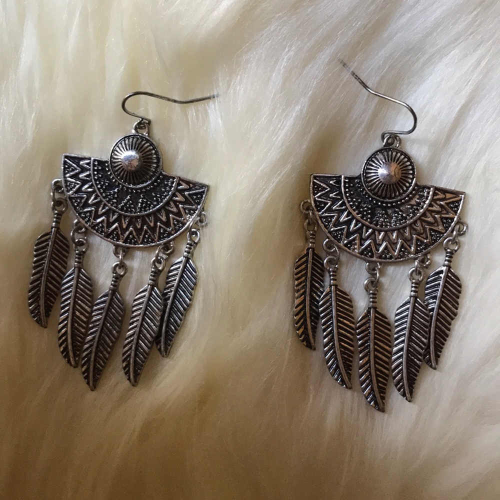 Silver Feather Earrings