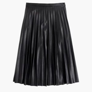 J Crew Leather pleated Mid Length Skirt