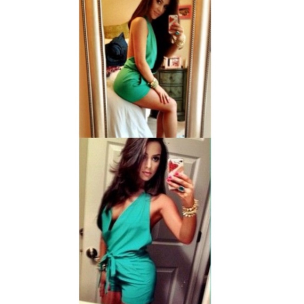 bebe teal jumpsuit romper