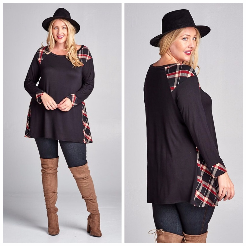 Black Tunic With Plaid Accents