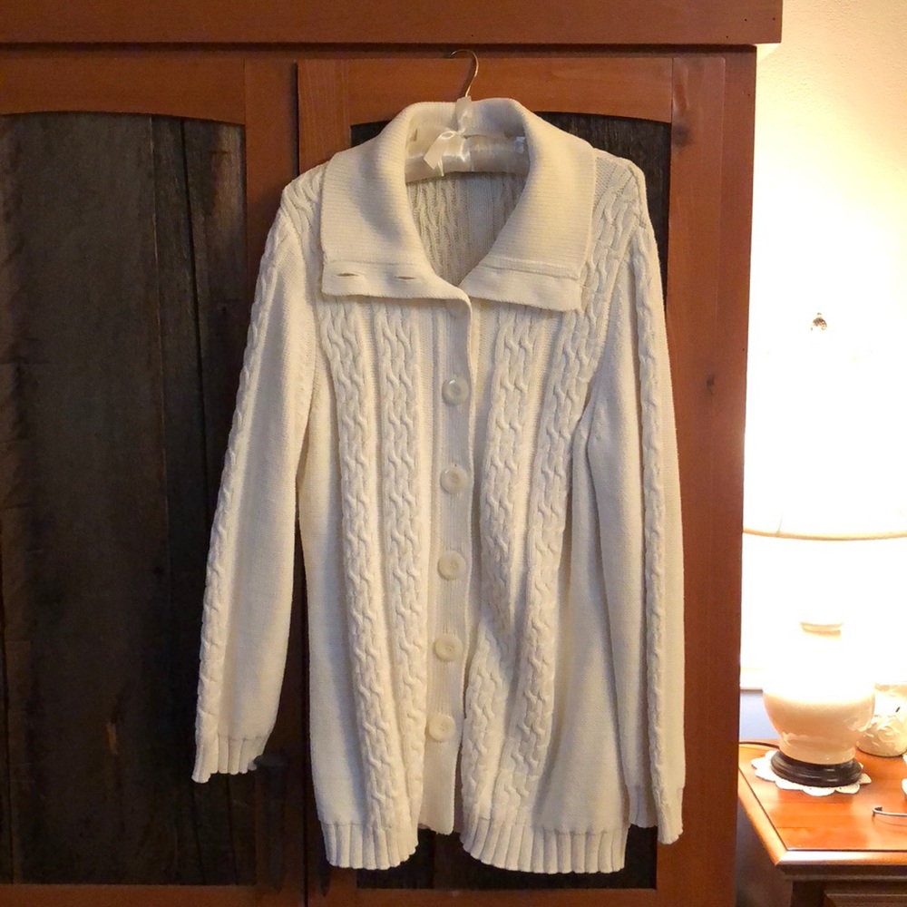 Long Cardigan sweater, Amber Sun, Cream color