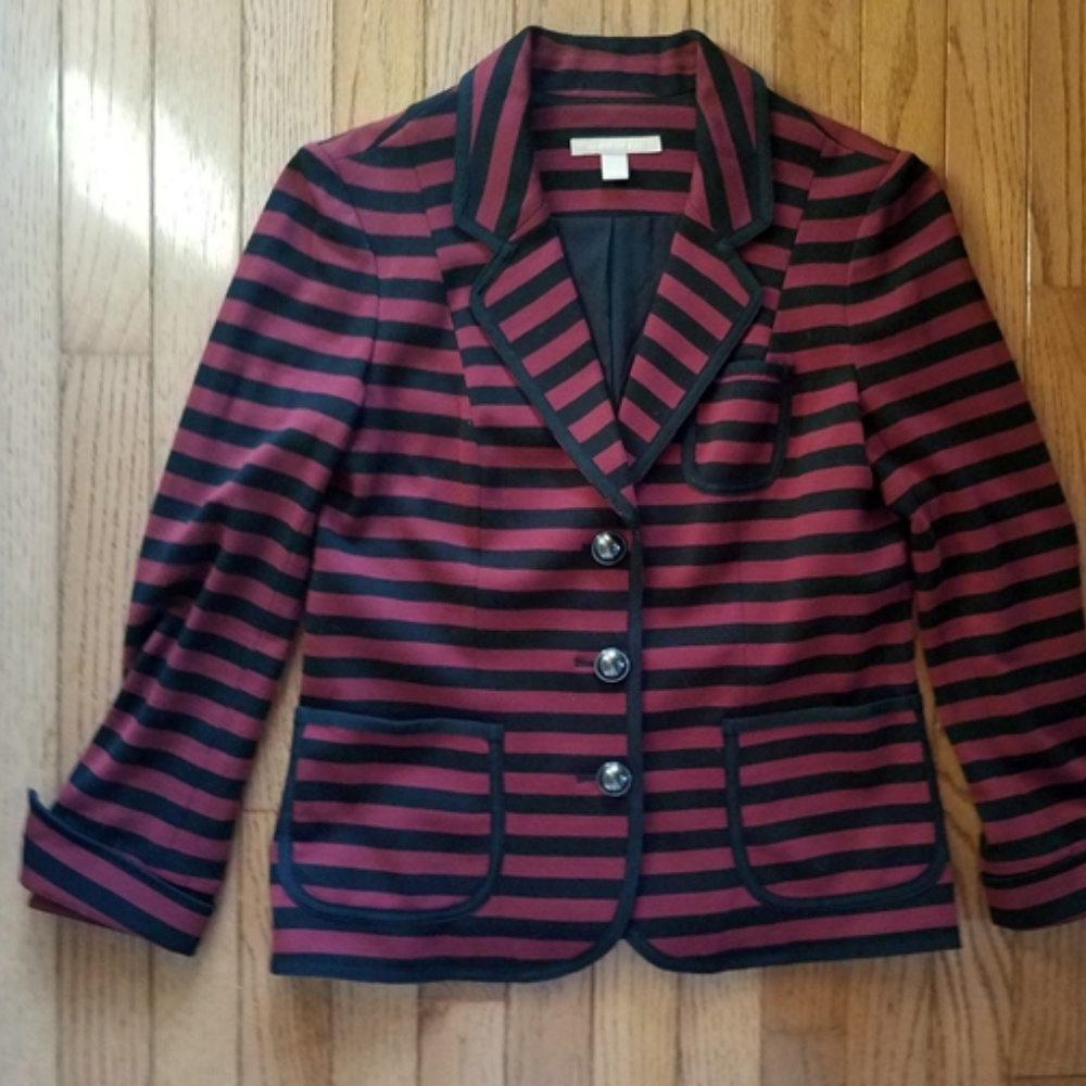Banana Republic Black & Burgundy Striped Jacket
