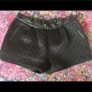 Quilted pleather shorts