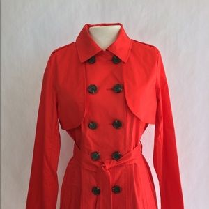 Cabi Poppy Red convertible trench coat vest belted