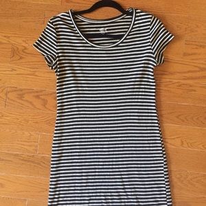 Black and creme striped t-shirt dress